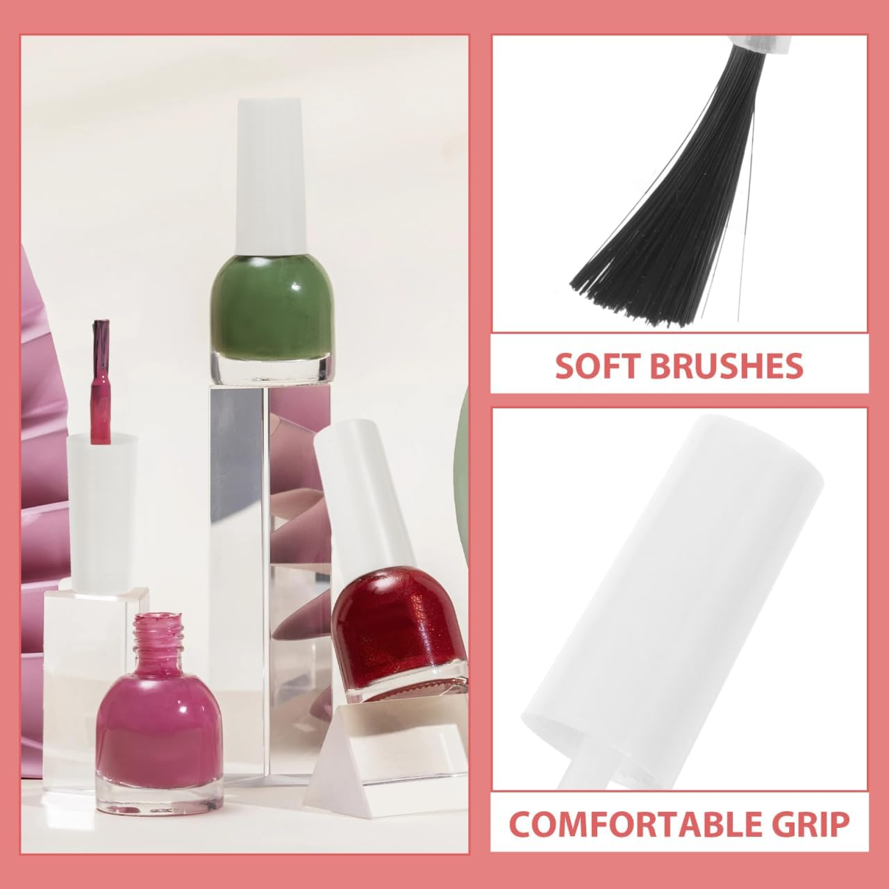 20Pcs Replacement Nail Polish Bottle Caps with Brush, Nail Salon Supplies, Gel Nail Polish Brushes, White Plastic, for Manicure and Pedicure, 10Ml Capacity - Black image number 3