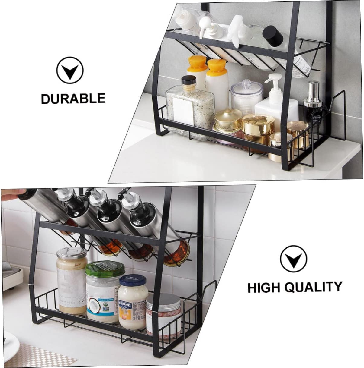 Cabilock Iron Spice Rack for Kitchen Storage Sauce Rack Home Organization for Countertop Display image number 1