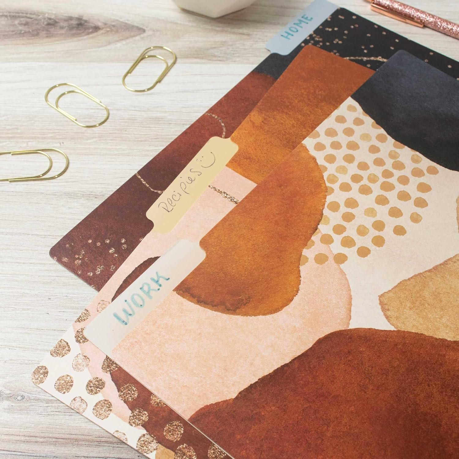 Bloom Daily Planners Decorative File Folders - Set of Six Letter Size (8.5&rdquo; X 11&rdquo;) Organizers, 1/3 Cut Tabs - Assorted Designs - Earthy Abstract image number 2