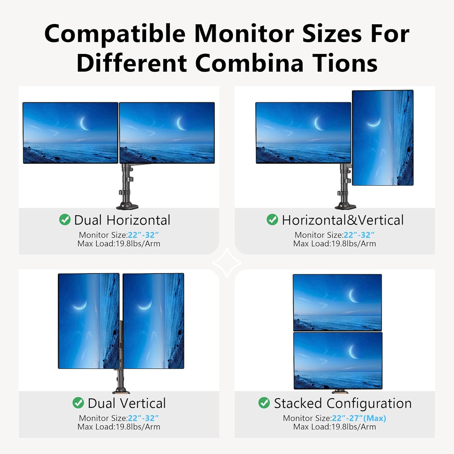 NB North Bayou Dual Monitor Stand Desk Mount Full Motion Swivel Monitor Arms Gas Spring for 17''- 27'' Computer Monitor Stand from 2Kg to 9Kg, Office Home Gifts for Women Men-H180 (Gunmetal) image number 5