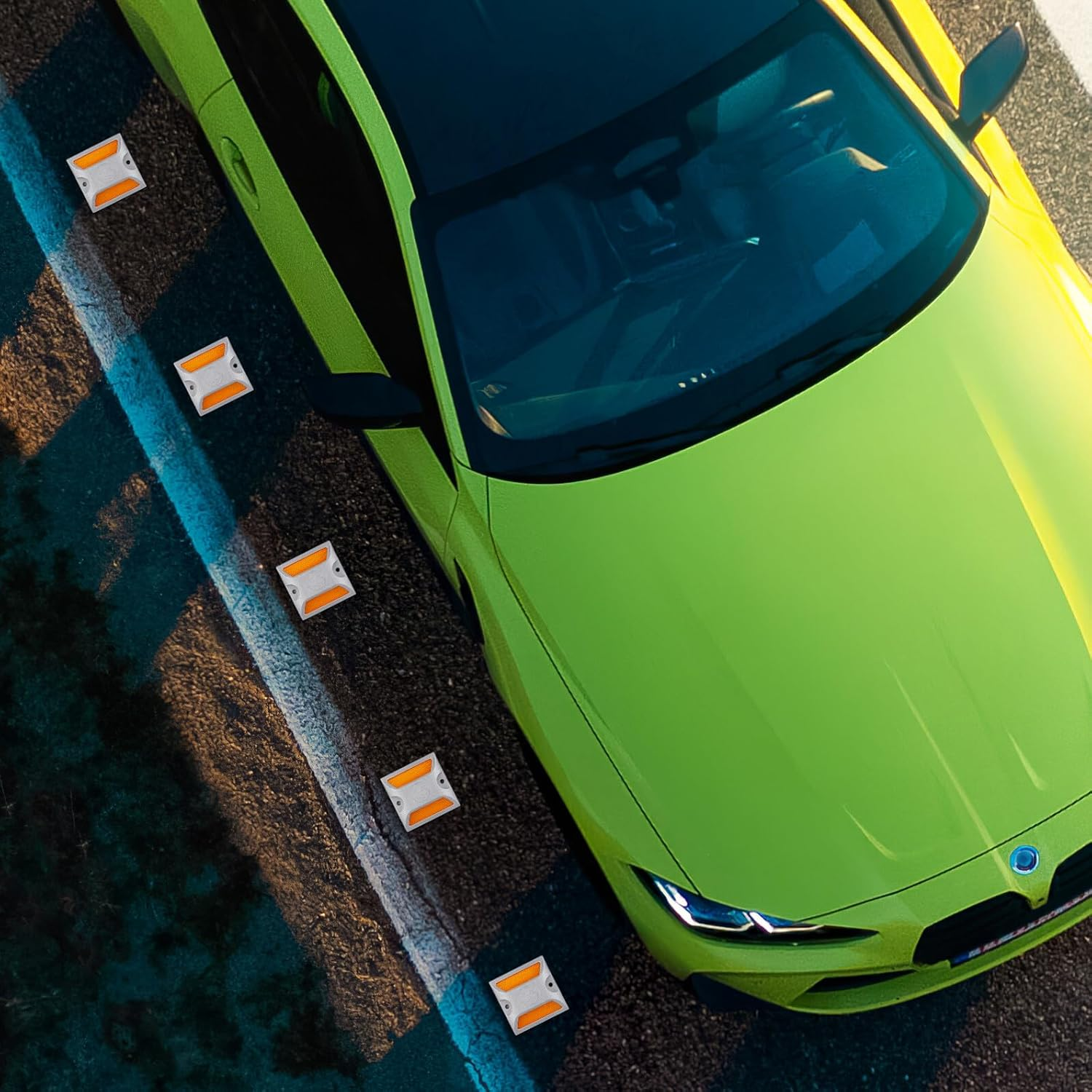 SEWACC 2Pcs Reflective Aluminum Roadside Driveway Markers for Night Visibility Weatherproof Emergency Reflectors for Driveways Private Roads Bike Paths Parking Lots Safety image number 1