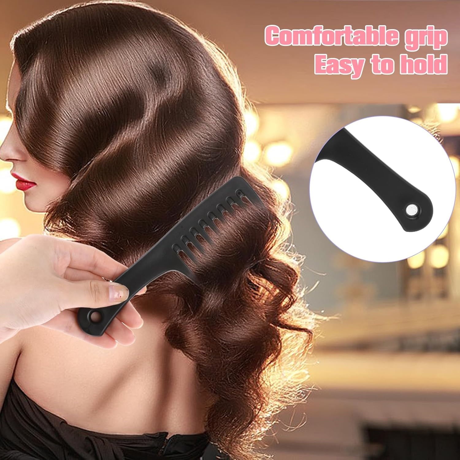 Wide Tooth Comb 2 Pack - Portable Travel Detangling Comb for Curly, Long & Wet Hair