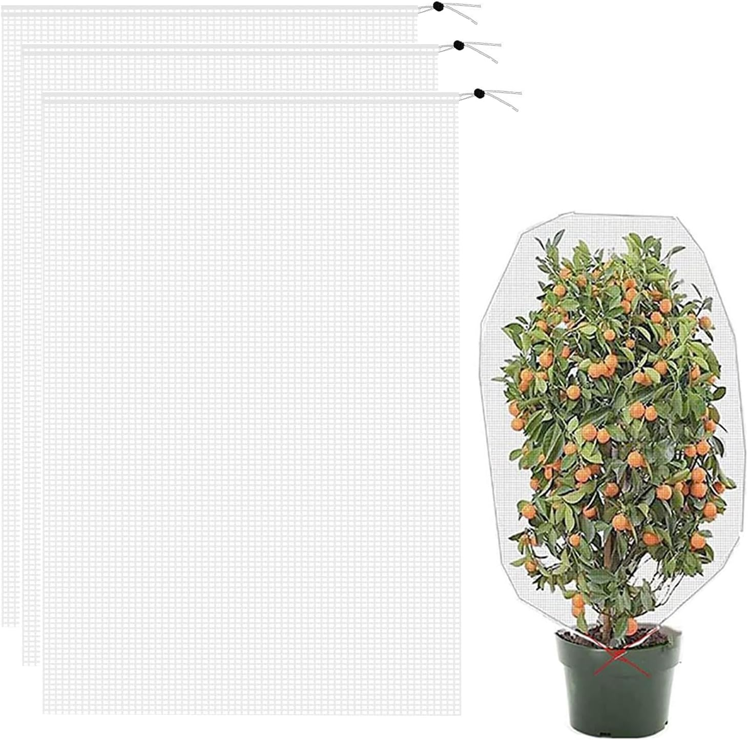 Garden Netting Garden Plant Fruits Protection Netting Covers Bags with Drawstring, 3 Pcs Insect Bird Barrier Netting Mesh Bags for Vegetables, 3.3 Ft X 2.6 Ft Garden Plant Netting Barrier Bags image number 3