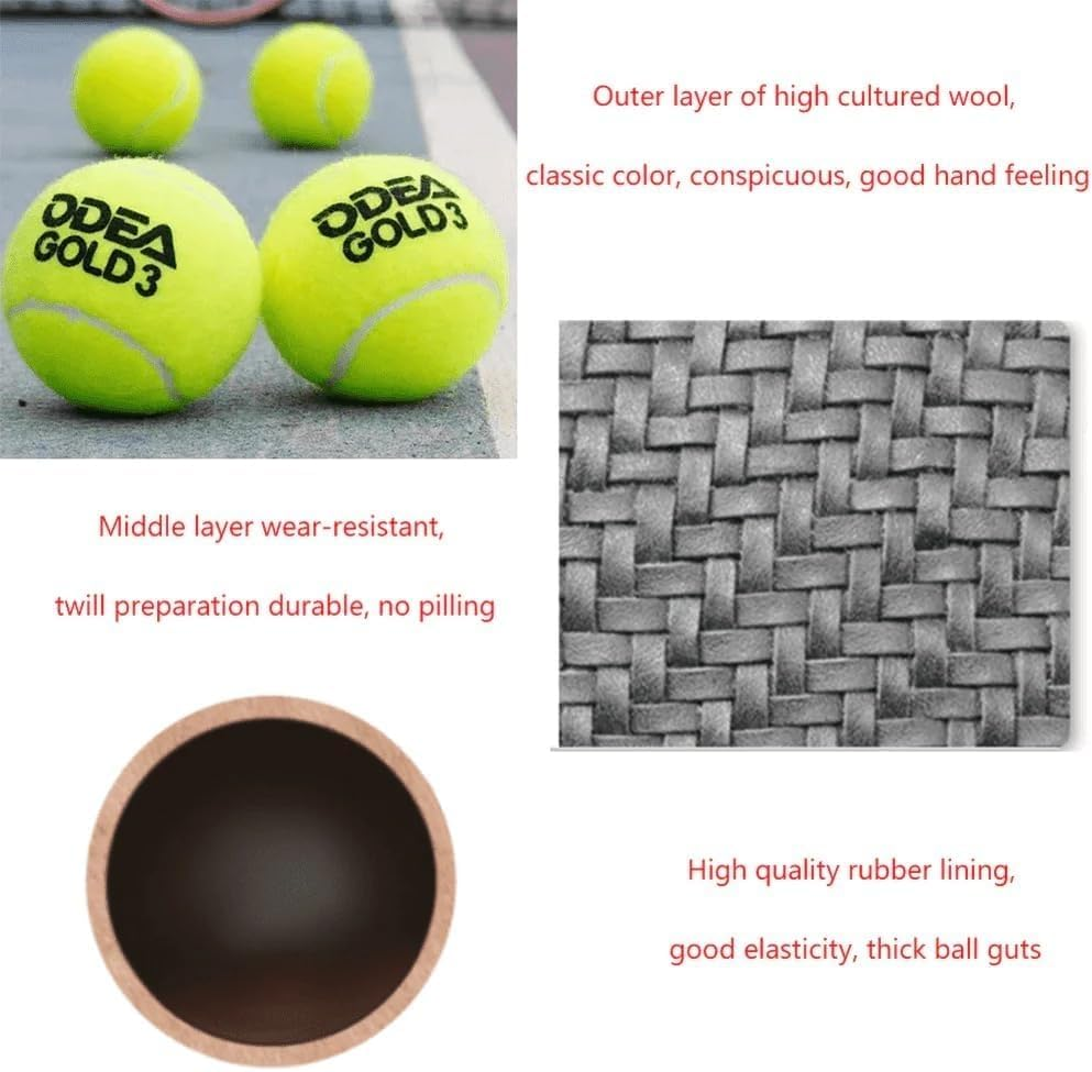 Odea Gold Professional Training Tennis Balls - Durable High Rebound 140-148CM, ITF Approved image number 5