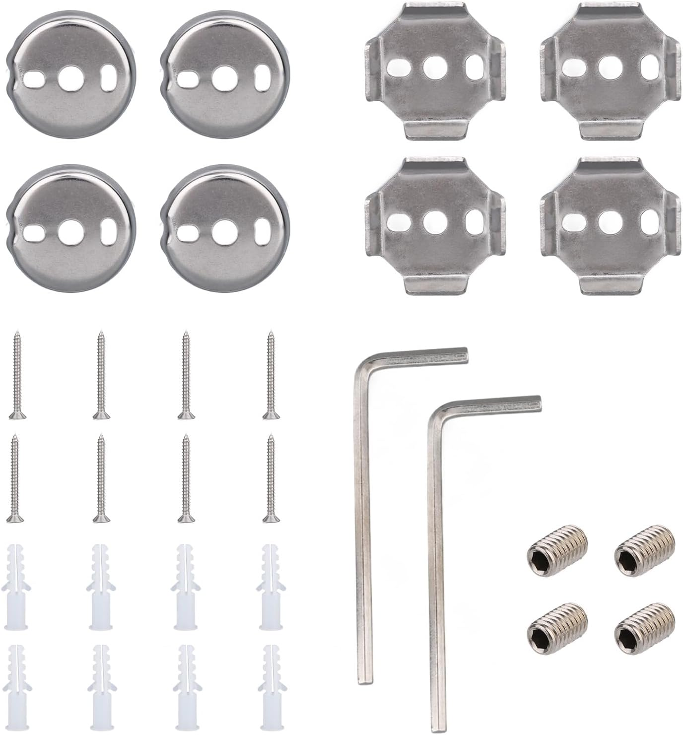 Tinoaly 30Pcs Towel Bar Replacement Parts Set, Stainless Steel Bathroom Mounting Bracket Towel Bar Mounting Hardware with round and Square Base Screws Wrench image number 6