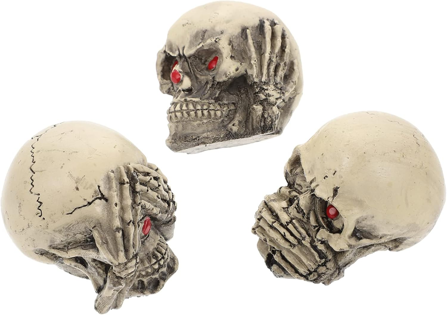 Happyyami 3Pcs Resin Skulls Aquarium Decorations for Fish Tanks and Crawling Pets Halloween Tabletop Ornaments Unique Haunted House Props for Party and Photo Pranks image number 1