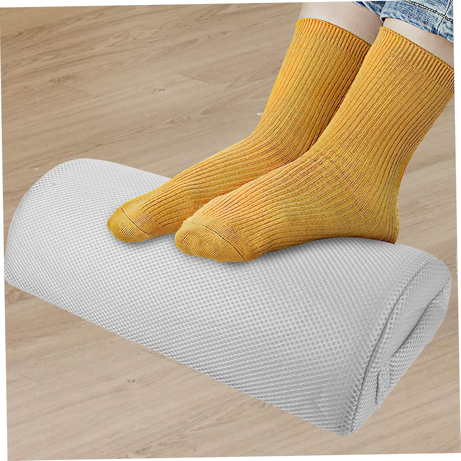 AUTSUPPL Leg Support Pillow for Sleeping Comfortable Knee Pillow for Portable Semi Roll Cushion for under Knees High Resilience Footrest Grey Mesh Cover image number 3