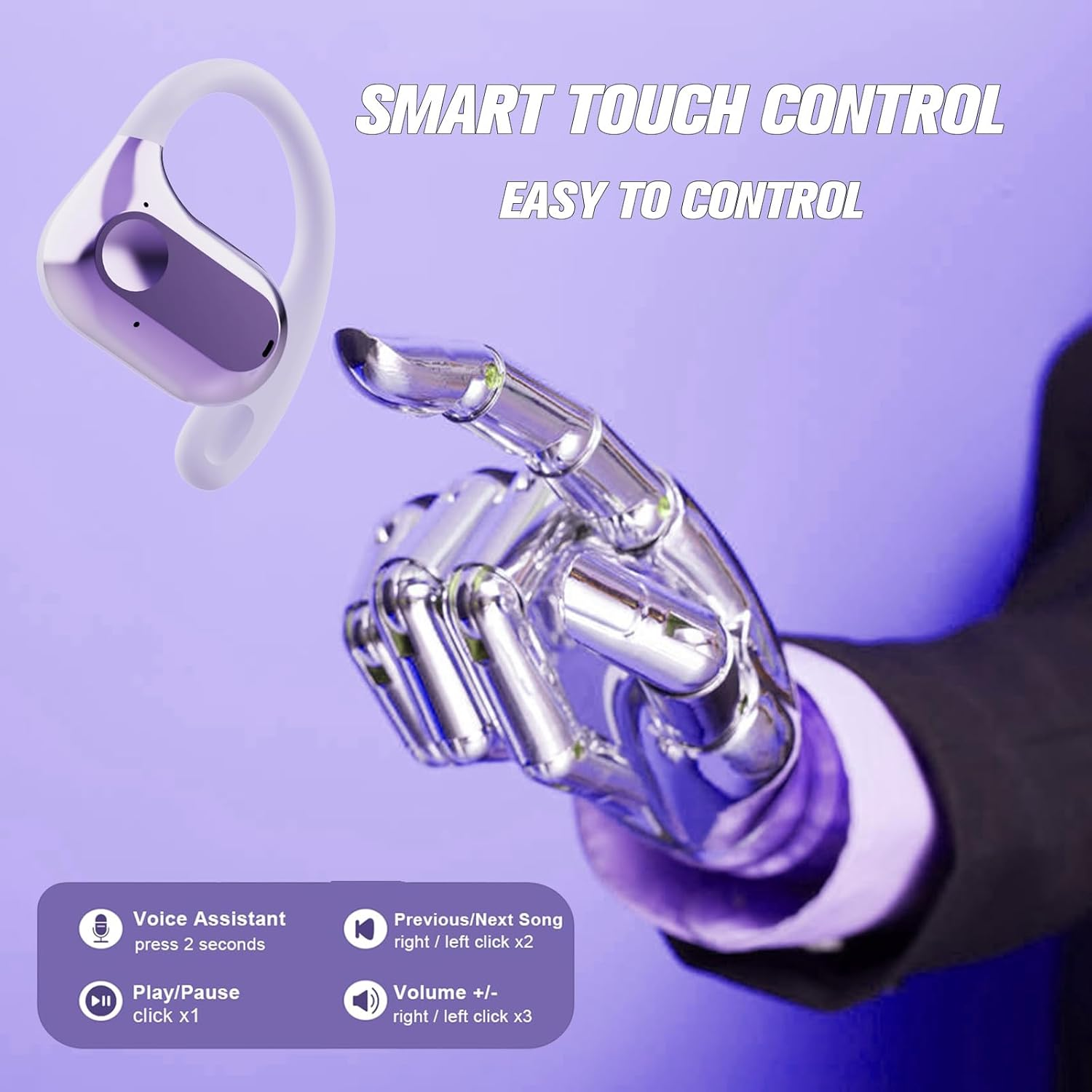 Out of Ear Earless Headphones Bluetooth Open Outer Ear Wireless Headphones outside the Ear Open Ear Earbuds Buds Wireless Ear Hanging Bluetooth Headset Bone Air Conduction Earbuds Skin Tone image number 3