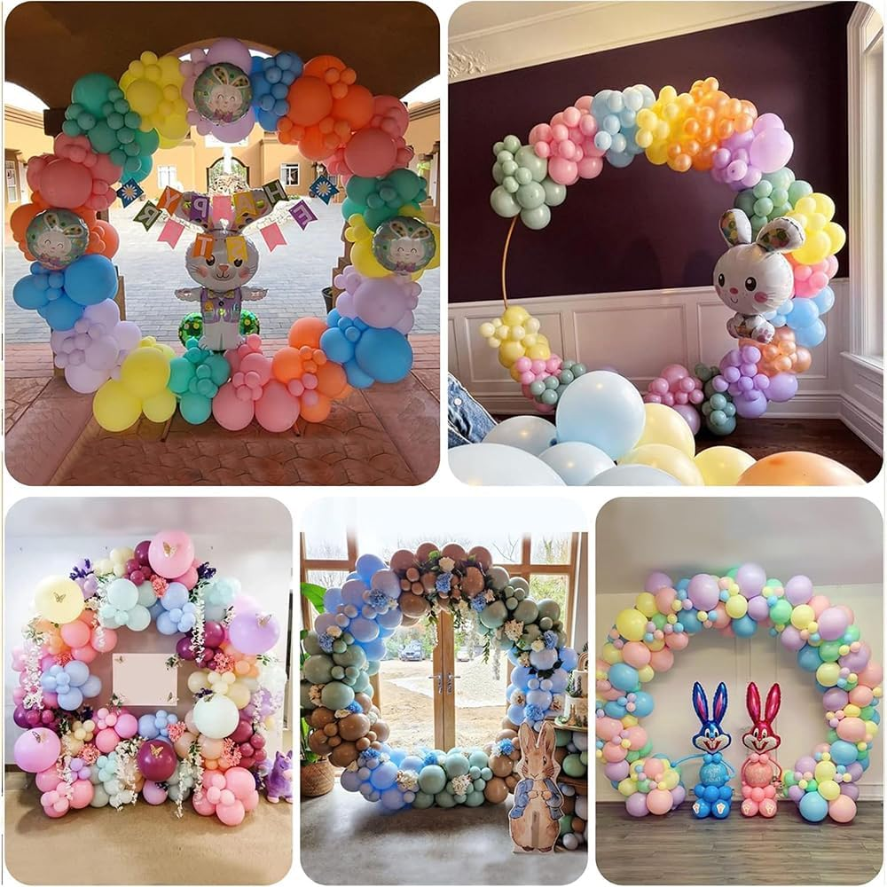 Gold round Balloon Arch Stand &ndash; 2.2 M Metal Circle Wedding Backdrop Frame for Ceremony, Party, Baby Shower, Graduation & Photo Booth Decorations (Indoor & Outdoor Use)