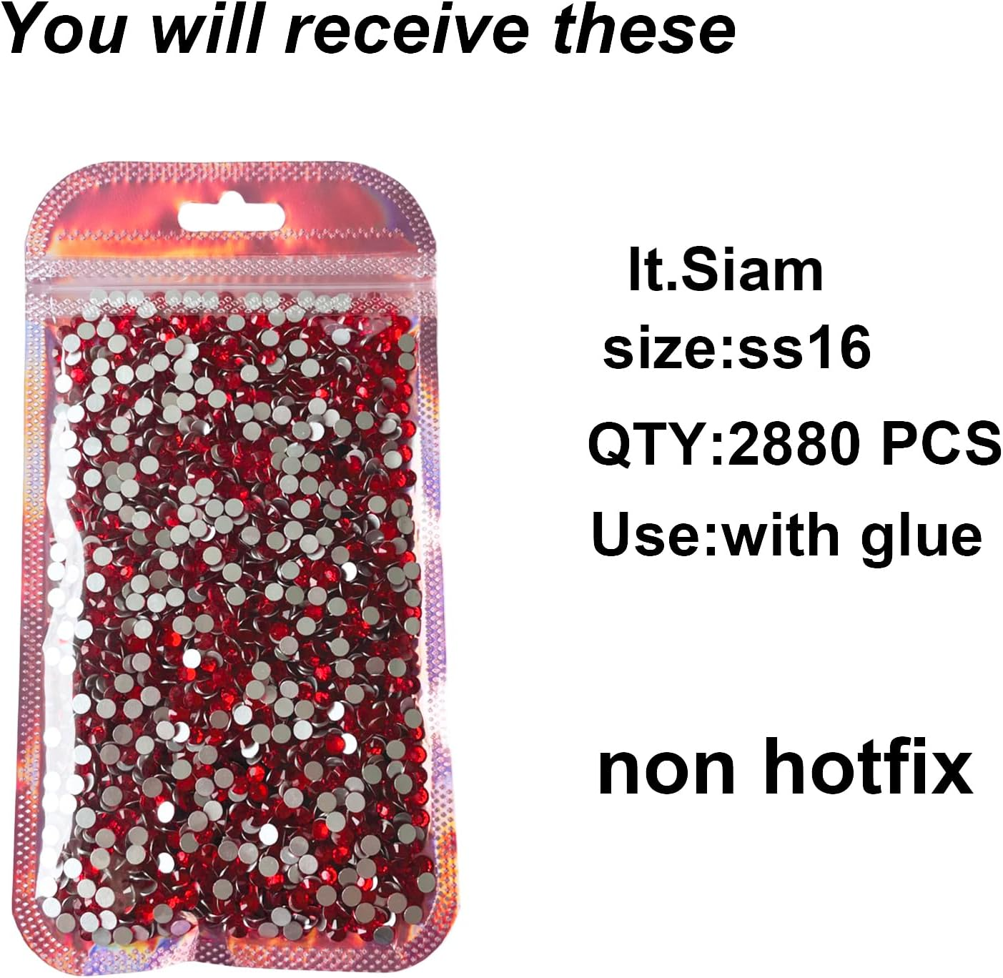 Yantuo Ss16 Light Siam Flatback Rhinestones 2880 Pcs, 20 Gross 4Mm Red Glass Rhinestone for Crafts, Costumes,Weddings,Shoes,Tumbler image number 2