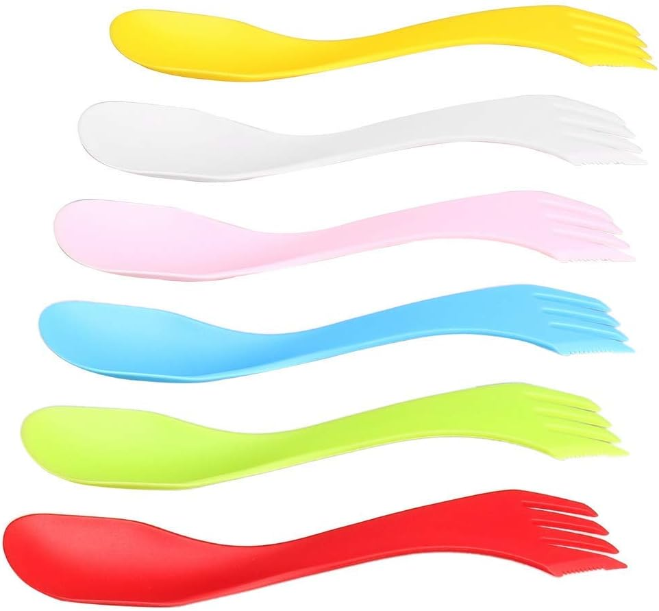 WISTOM 6 Pack Lightweight & Strong All in One S Plastic Spork image number 1