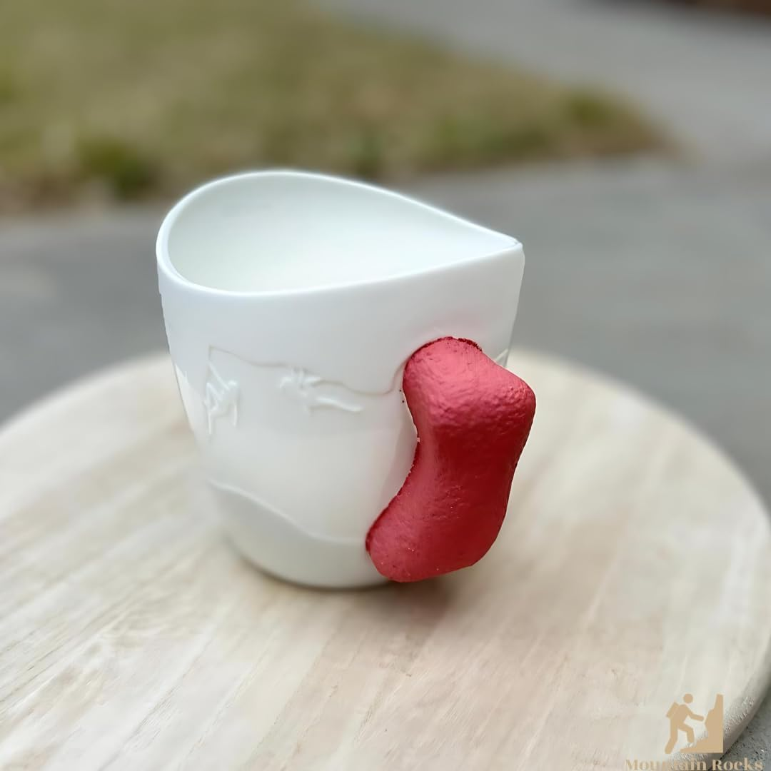 Rock Climbing Mug | Bouldering Coffee Mug| Mug with Rock Climbing Grip (Red) image number 3