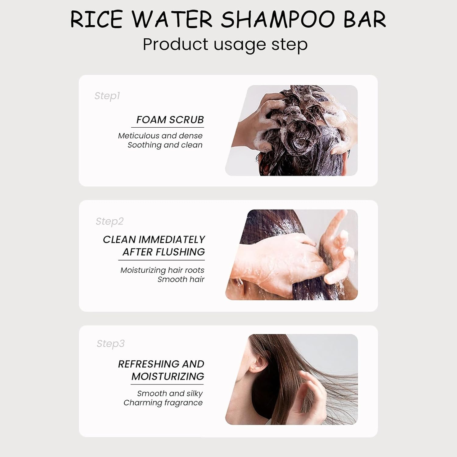 Rice Bar Shampoo - Natural Organic Rice Soap for Hair Growth | Cleansing Solid Shampoo and Conditioner Bar, Oil Control Nourishing Hair Care for Most Hair Types Pouxa - 01 image number 4