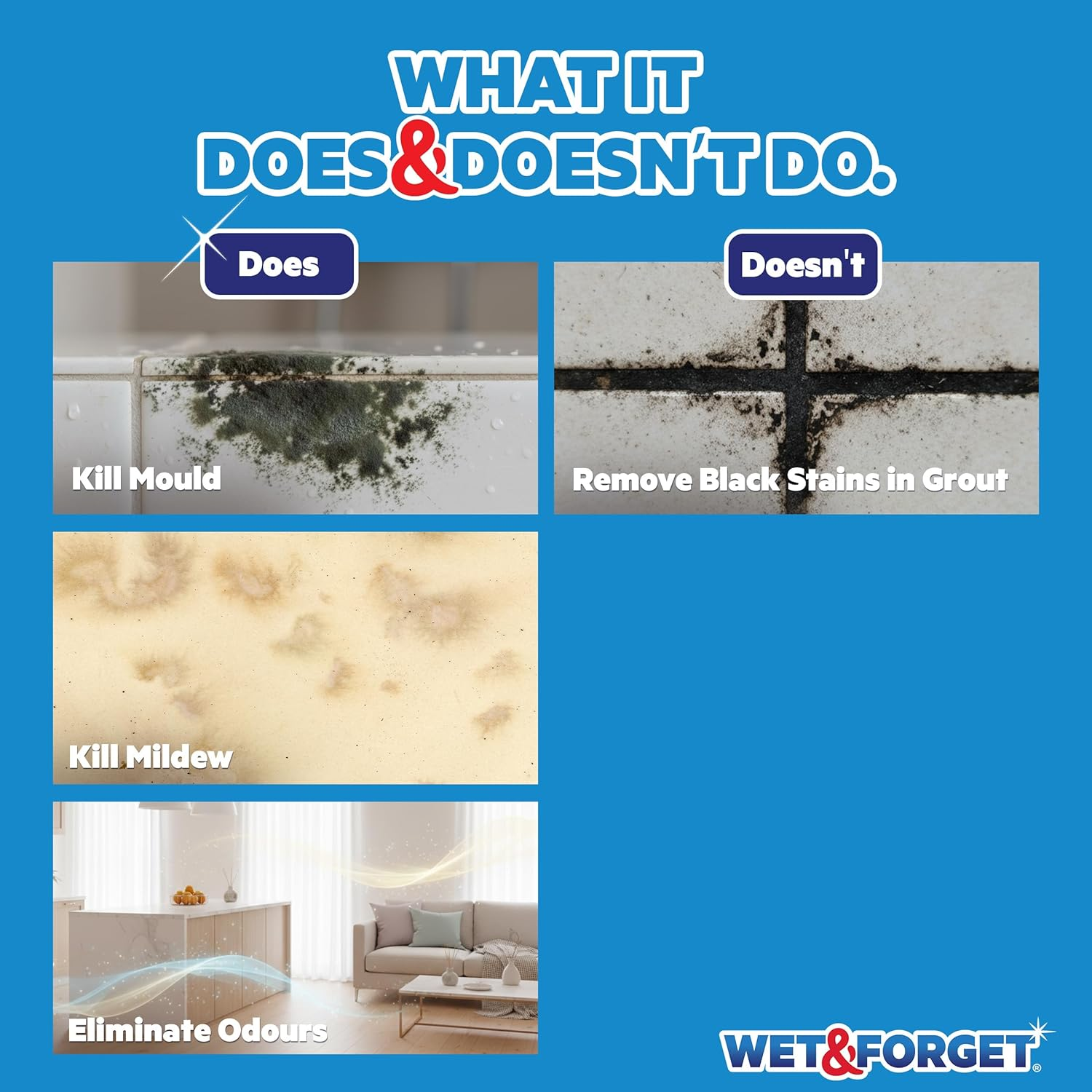 Wet & Forget Indoor Mould & Mildew Remover 2L &ndash; Bleach-Free Sanitiser Spray &ndash; Ready to Use Cleaner for Bathrooms, Walls, Tiles & Hard Surfaces &ndash; Deodorises & Freshens Home image number 1