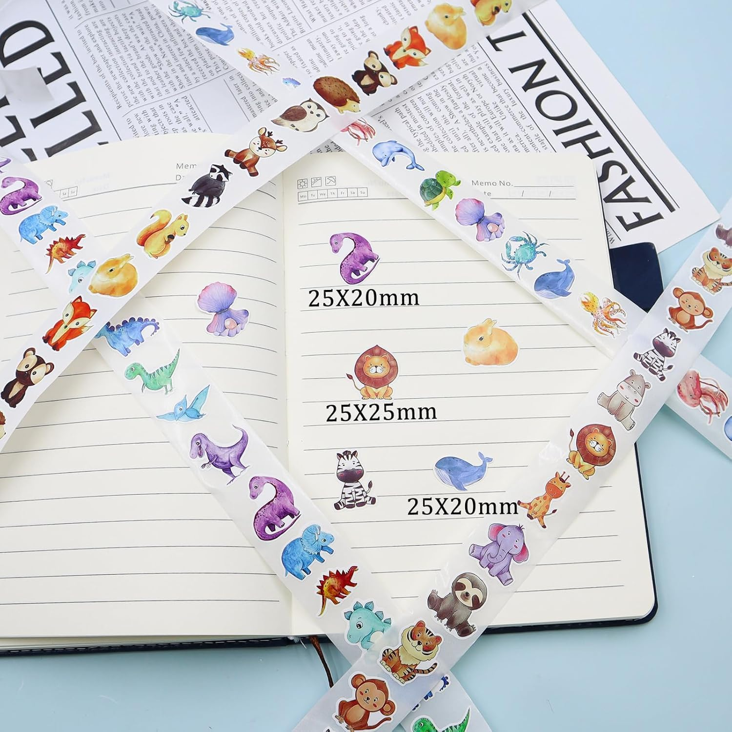 YJSPARKK 2000Pcs Animal Stickers for Kids,4 Rolls 1 Inch round Cartoon Animals Praise Stickers,32 Designs Dinosaur/Ocean/Forest Animal Sticker for Toddlers Kid, Home School Teacher Supplies