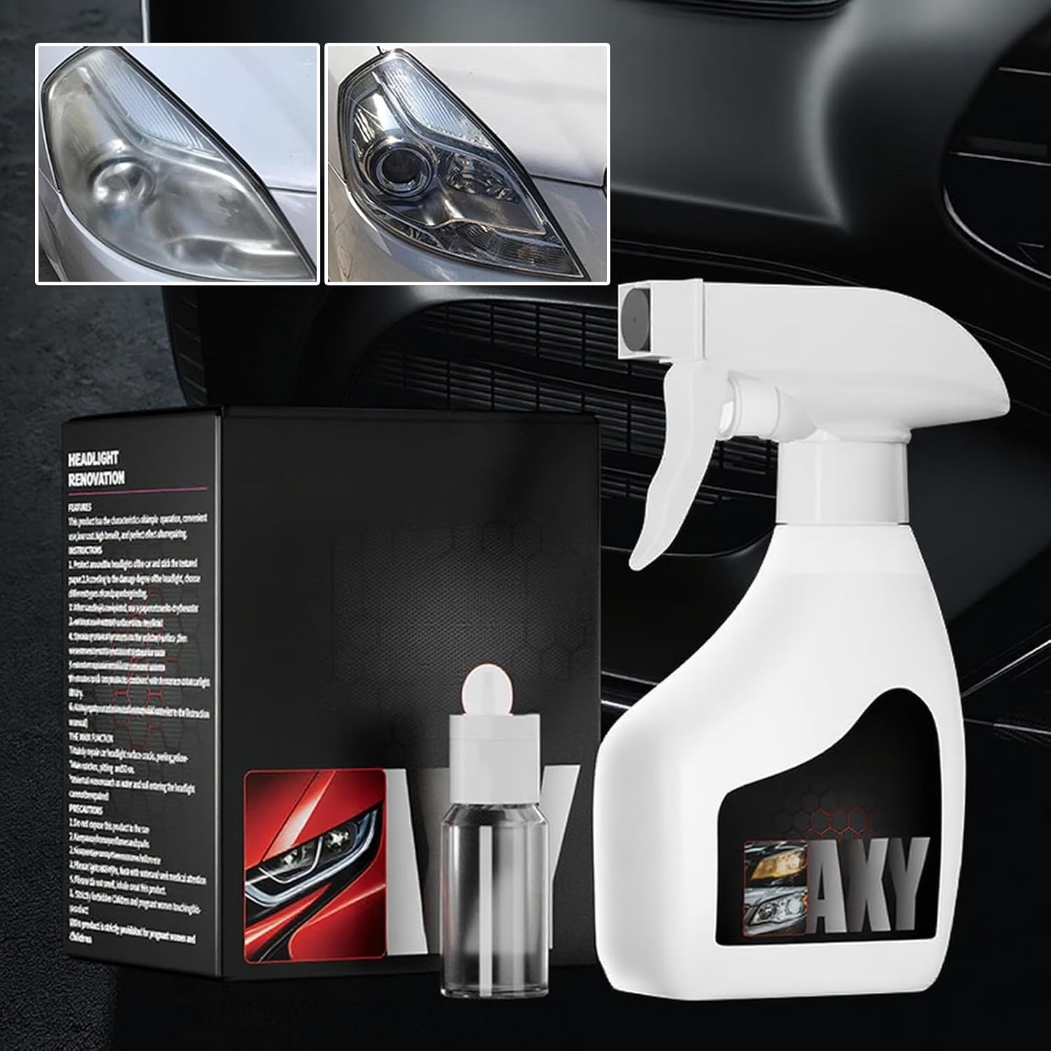 Car Headlight Restoration Kit | Headlight Restoration Spray Coating Agent Kit - Professional Detailing Spray for Automotive SUV RV Yellowing Recovery Refurbishment Road Trip Daily Care image number 6