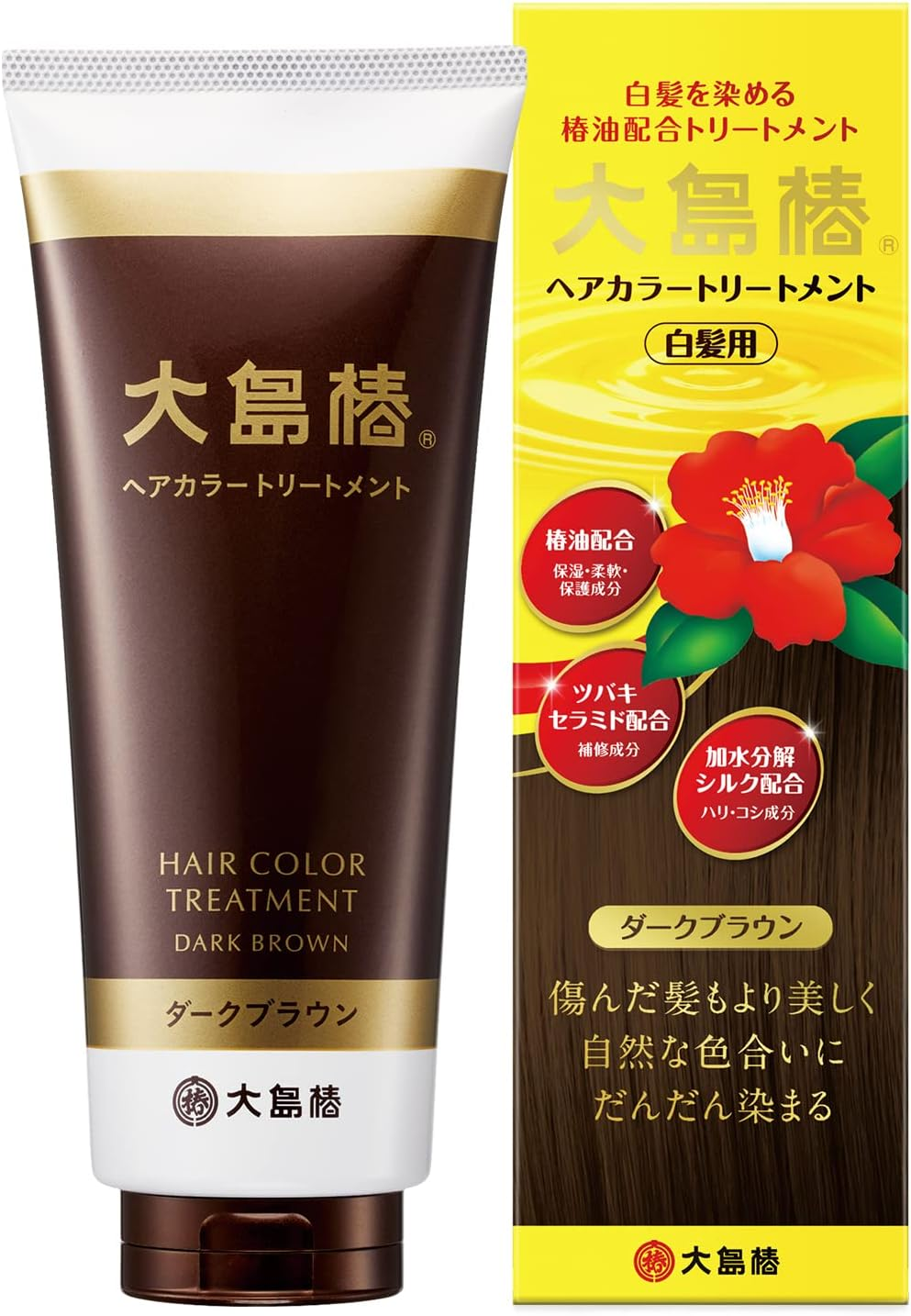 Oshima Tsubaki Hair Color Treatment, Dark Brown, Brown, Camellia Oil Blend, Color Treatment, Gray Hair Dye, Fragrance-Free, Unisex, Non-Paraben, Nondiamine, 6.3 Oz (180 G) image number 2