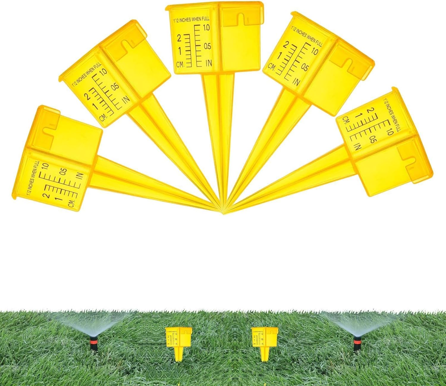 Lawn Water Gauge | Translucent Portable Sprinkler Gauge - Wide Mouth Square Sprinkler Catch Cups, Reusable Rain Meter with Stake for Outdoor Water Measuring image number 4