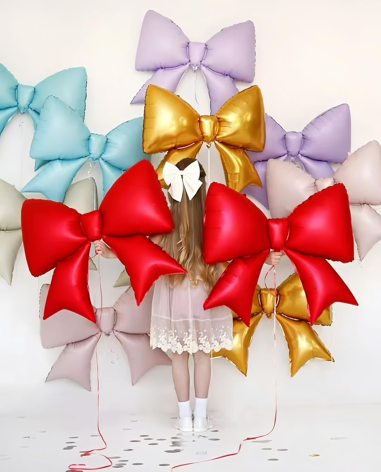 4 Pcs Giant Pink Bow Balloons/Coquette Birthday Party Supplies/Pink Bachelorette Bridal Engagement Wedding Anniversary Supplies for Women - Black image number 7