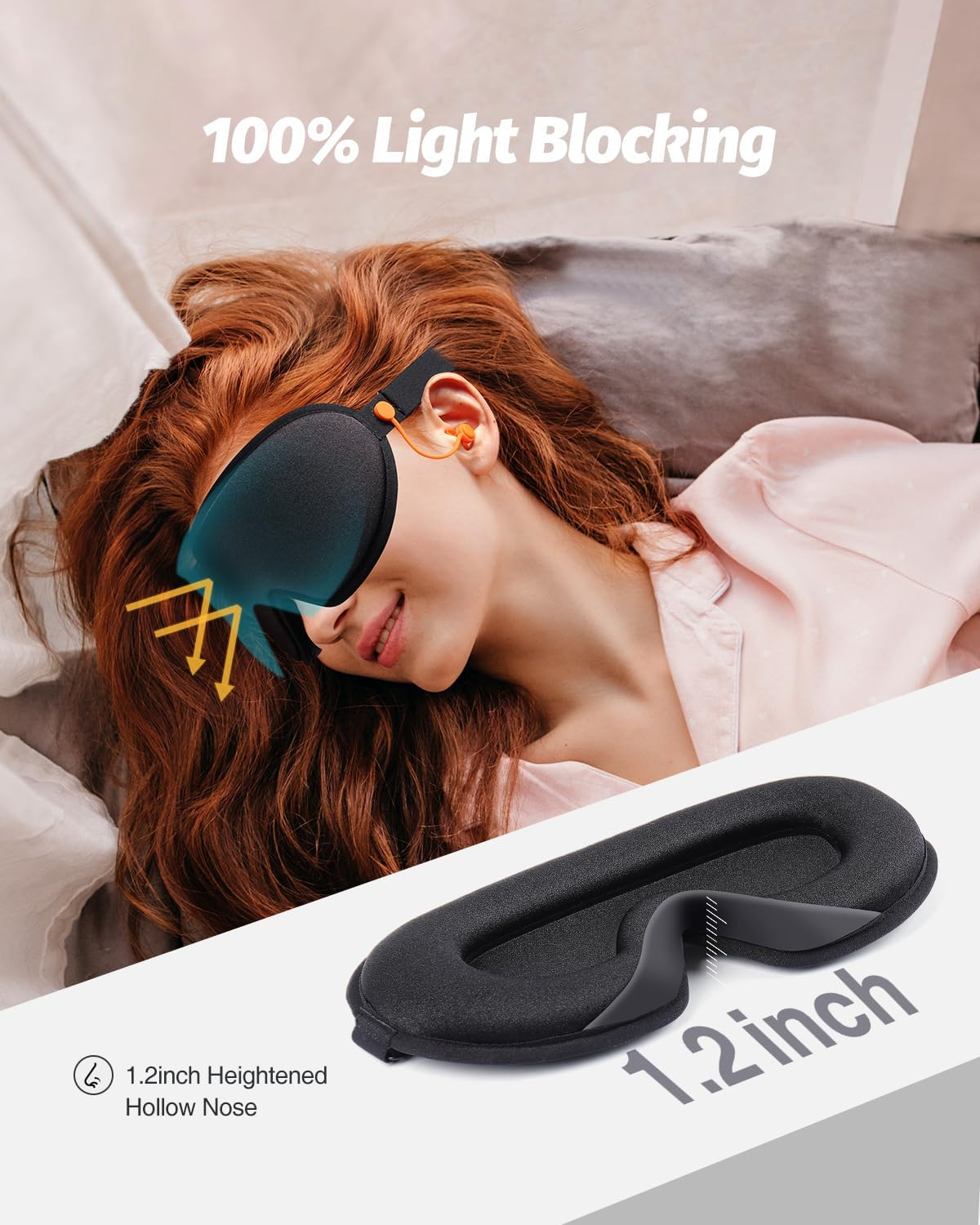Luxtude Sleep Eye Mask with Magnetic Earplugs for Sleeping, 3D Sleep Mask Blackout Zero Eye Pressure, 100% Light Blocking Sleeping Mask for Women Men, Night Blindfold Eye Cover for Travel image number 6