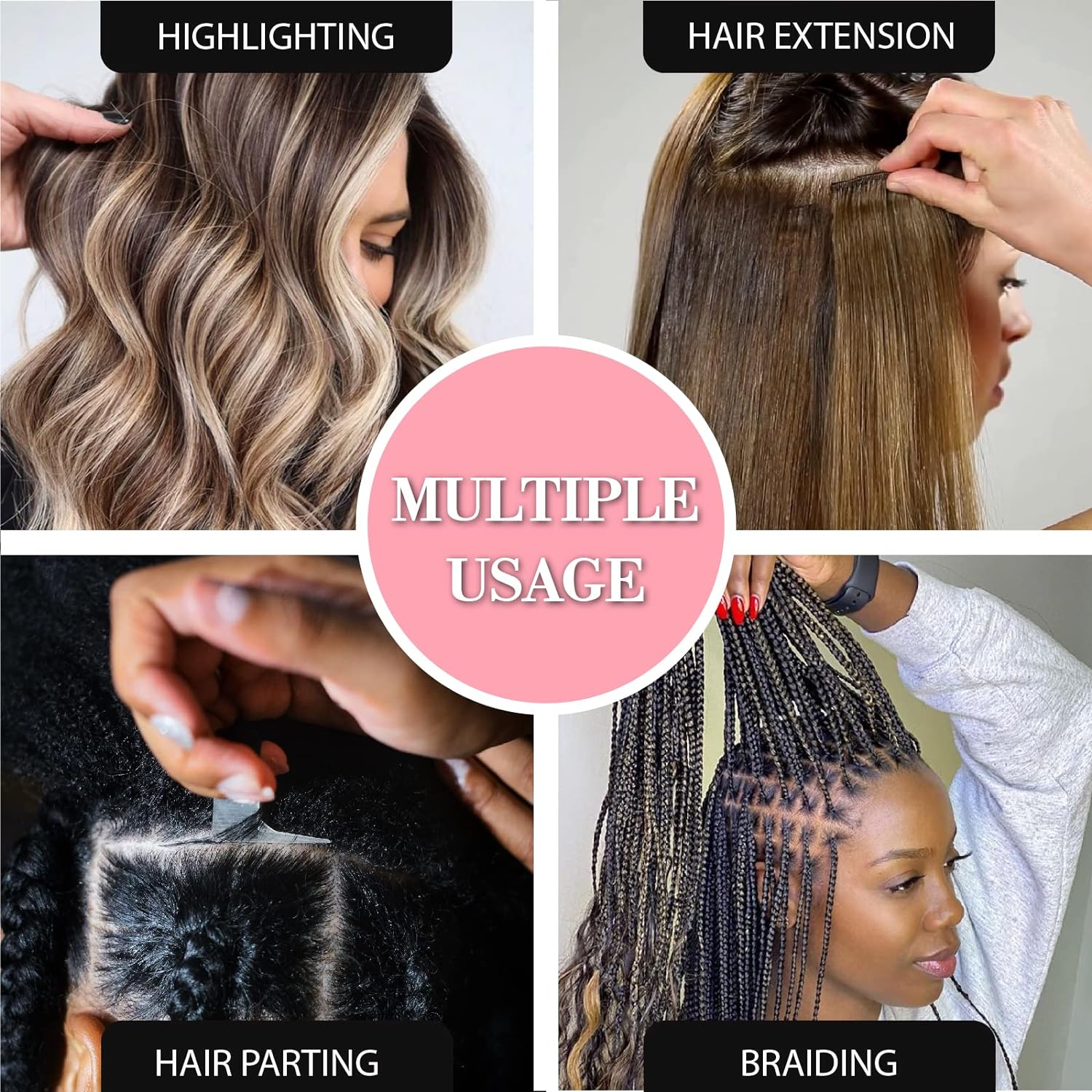 The Braid Aid Adjustable Finger Parting Tool - Stitch Braiding Tool, Finger Comb Hair Parting Tool - Lightweight Hair Separating Tool - Great for Any Hair Type - Pack of 2 image number 6