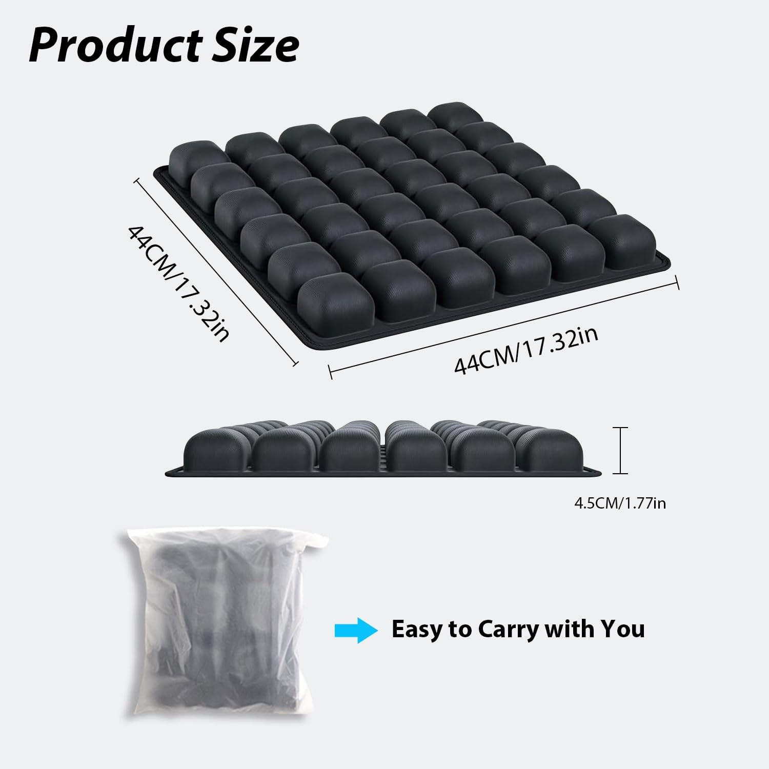 Sluxjet Travel Cushion, 3D 36 Air Cells Plane Cushion, Manual Press Inflatable Seat Cushion for Airplane, Office Chair, Travel Car Seat, Wheelchair Accessories, Black image number 3