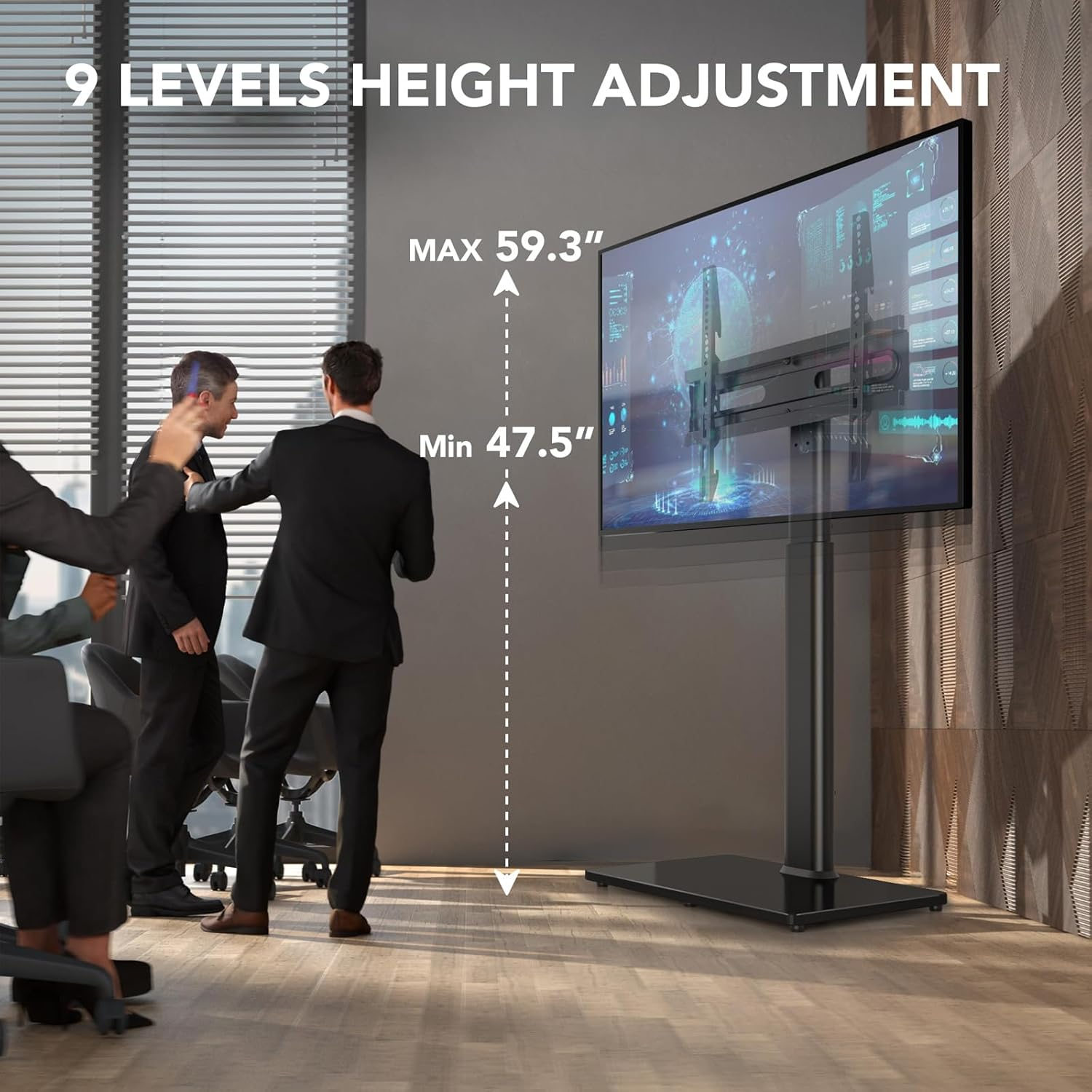 AX WABER Universal Floor TV Stand with Mount 80 Degree Swivel Height Adjustable and Space Saving Design for Most 27 to 65 Inch LCD, LED OLED Tvs, Perfect for Corner & Bedroom AX1006TB image number 6