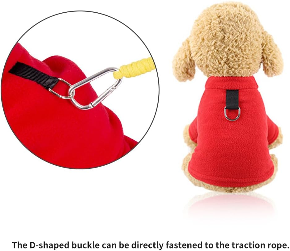 Dog Jumper Fleece Small Dog Jumper for Small Dogs Dog Jumper Fleece Vest Pet Dog Warm Coat Warm Dog Clothes for Small, Medium and Large Dogs, with D-Rings, Red, 2XL image number 3