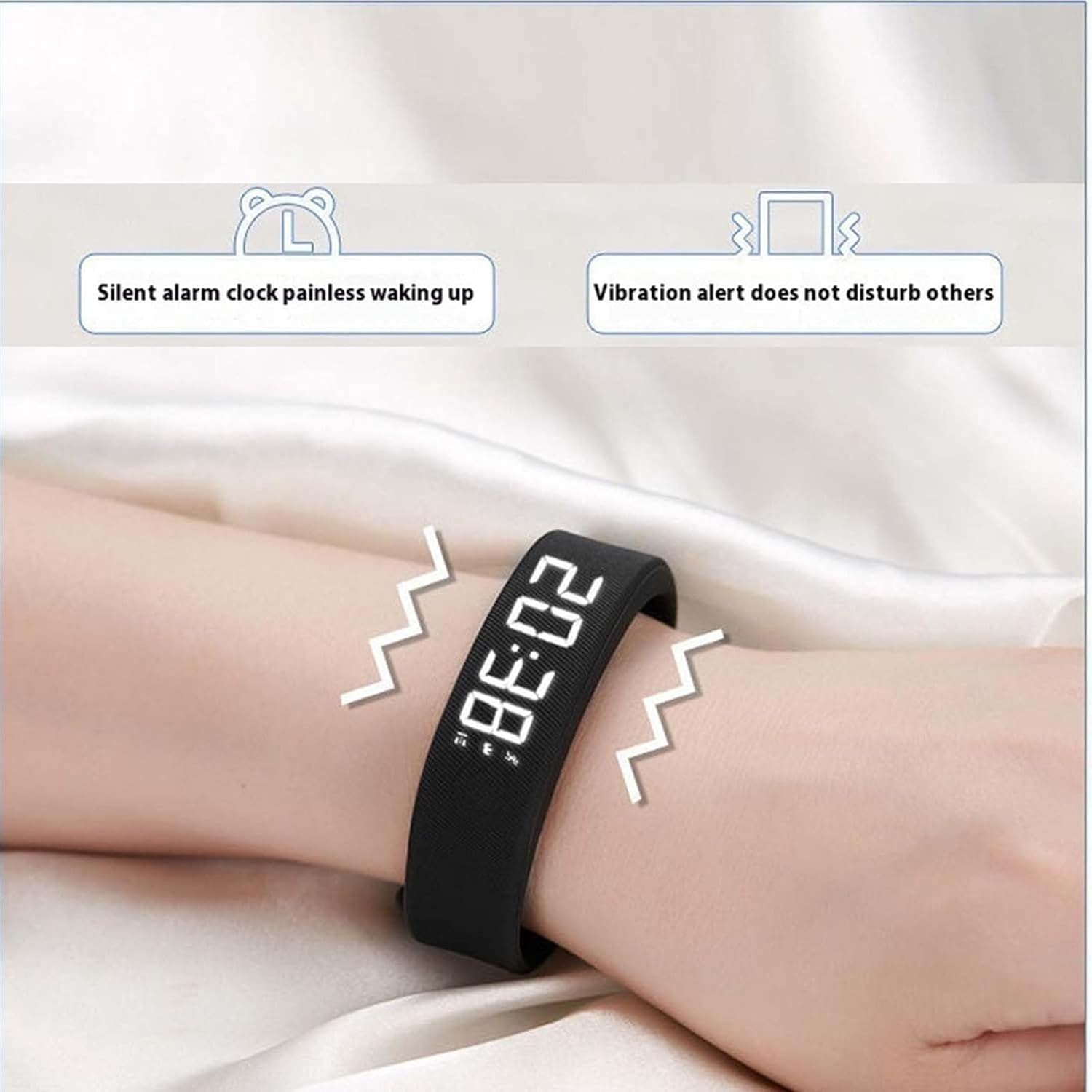 Fitsleeps Alarm Clock Watch, Fitsleeps Alarm Bracelet, Wearable Alarm Clock for Heavy Sleepers, Improve Your Sleep, Wake up on Time, Snooze-Free Smart Watch for Men and Women (2Pcs) image number 6