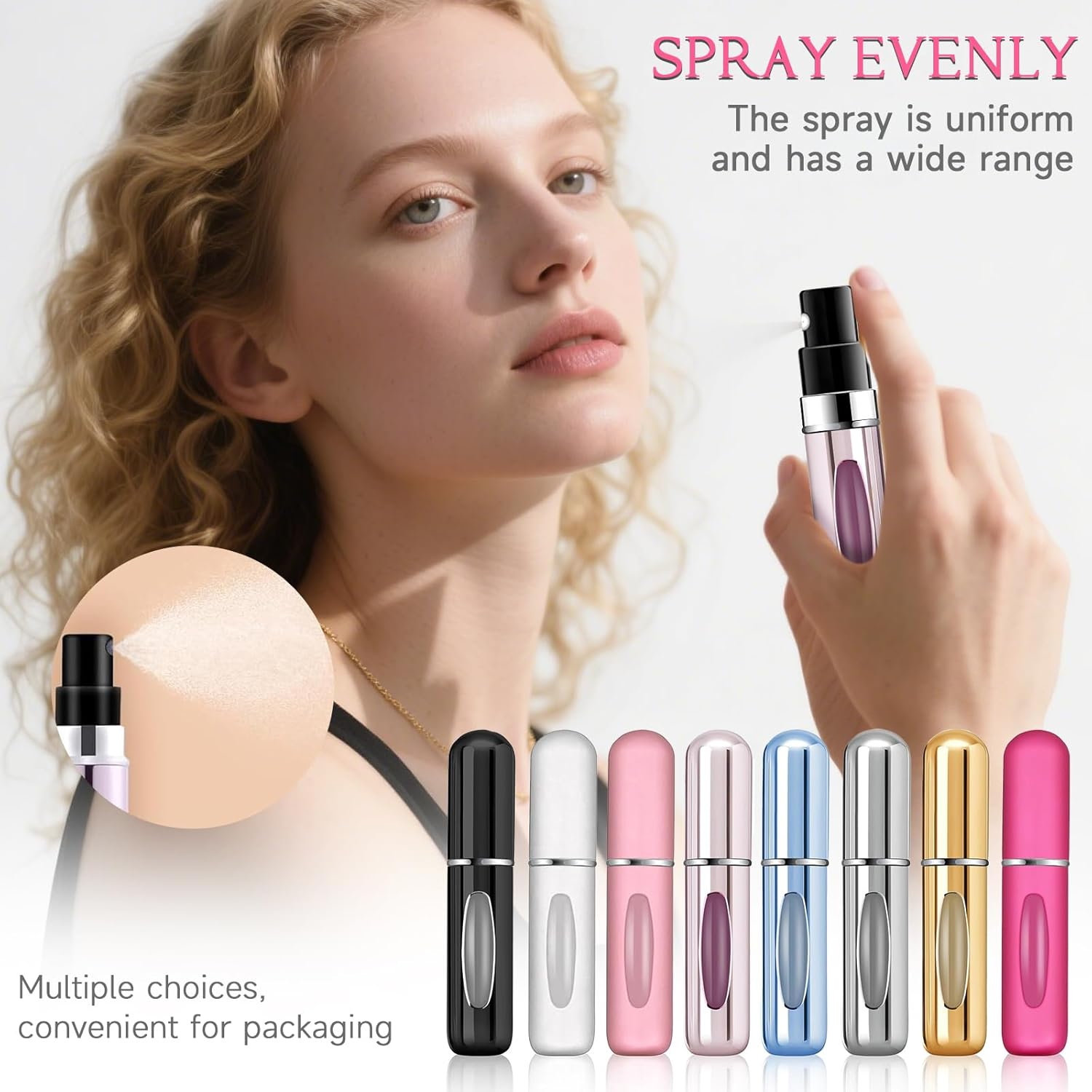 LMXMGRG Mini Perfume Atomiser Refillable Perfume Travel Bottle 5Ml Spray Bottle Portable Refill Pump Case Mini Travel Essentials for Travel Holiday, Outdoor Activities Office 8Pcs image number 2
