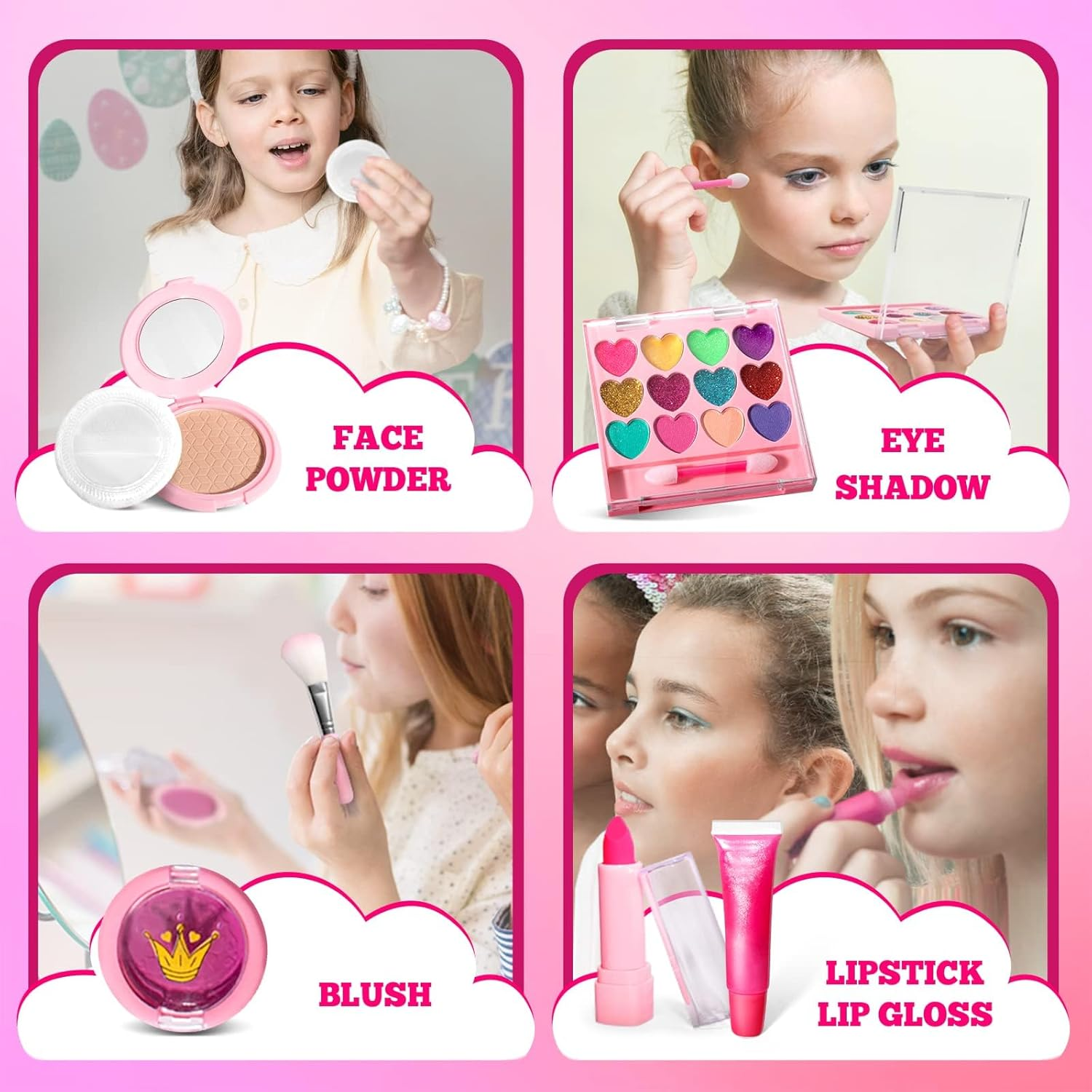 MOTYYA Kids Real Makeup Kit for Girls, Non Toxic, Washable Make up Set with Mini Coin Purse Cute Umicorn Princess Toys for 3 4 5 6 7 8 9 10 12 Years Old Little Girls Birthday Gift (Pink)