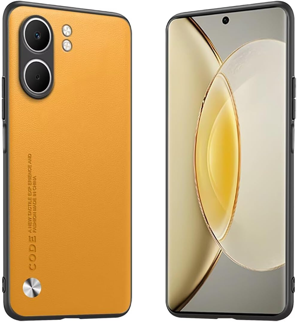 Longstong Mobile Phone Case Suitable for Oppo A5X (6.67 Inches), Code Series Metal Leather Case Protective Cover - Orange image number 7