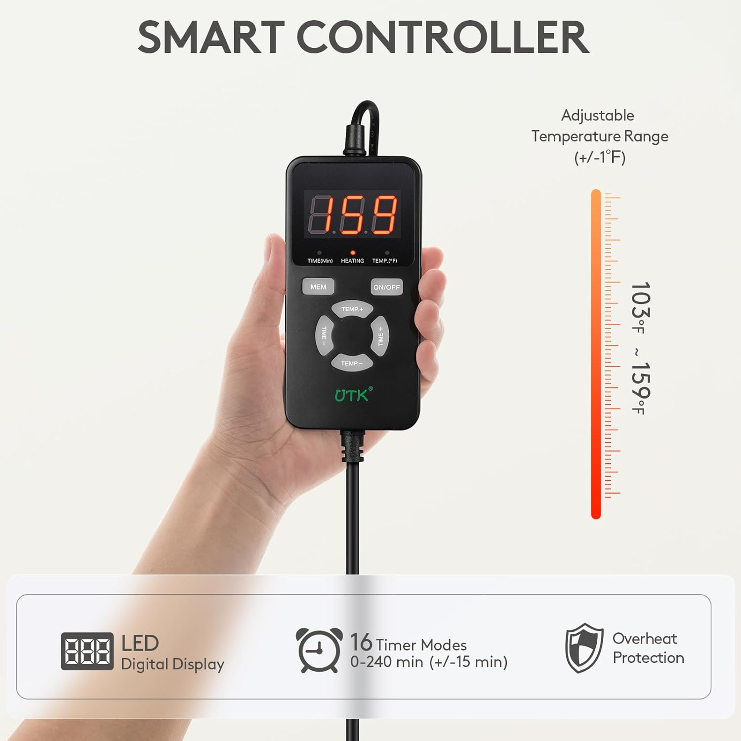 UTK Far Infrared Shoulder Heating Pads, Shoulder Wrap with Natural Jade, Auto Shut Off, Smart Controller, Larger Size Shoulder Straps Gifts for Men [ DC Converter & EMF Free]