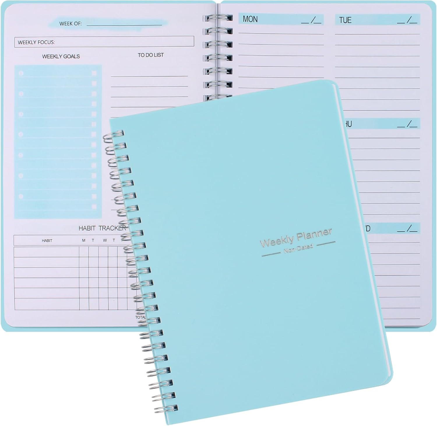 COZY CORE Undated Weekly Planner Monthly Planner,A5 to Do List Planner Spiral Notebook with Habit Tracker, Budget Organizer, Expense Tracker, Goal Setting, 5.7 X 8.0 Inches