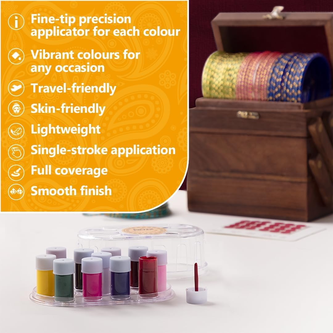 Eyetex Liquid Kumkum Bindi: 11 Color 1.5Gm Each - Divyaa Kumkum