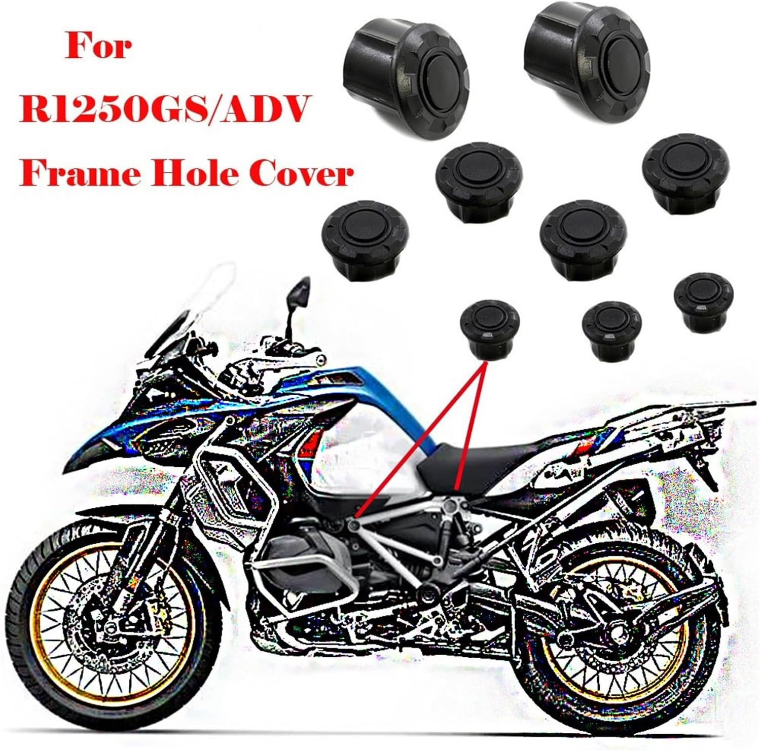 SSUBBY Compatible with R1250GS LC R1250GS R1200GS Adventure Adv 2022 Frame Hole Cover Caps Plug Decorative Frame Cap Set Motorcycle Accessories image number 2