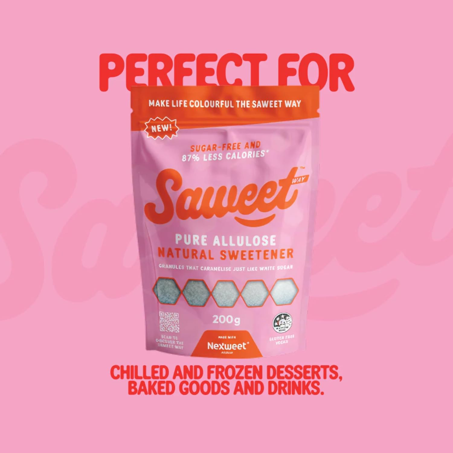 Saweetway Pure Allulose Sweetener | 1 X 200G Pack | Low Calorie Sugar Substitute | Keto & Diabetic Friendly | Vegan, Gluten Free, No Aftertaste | 87% Less Calories image number 1