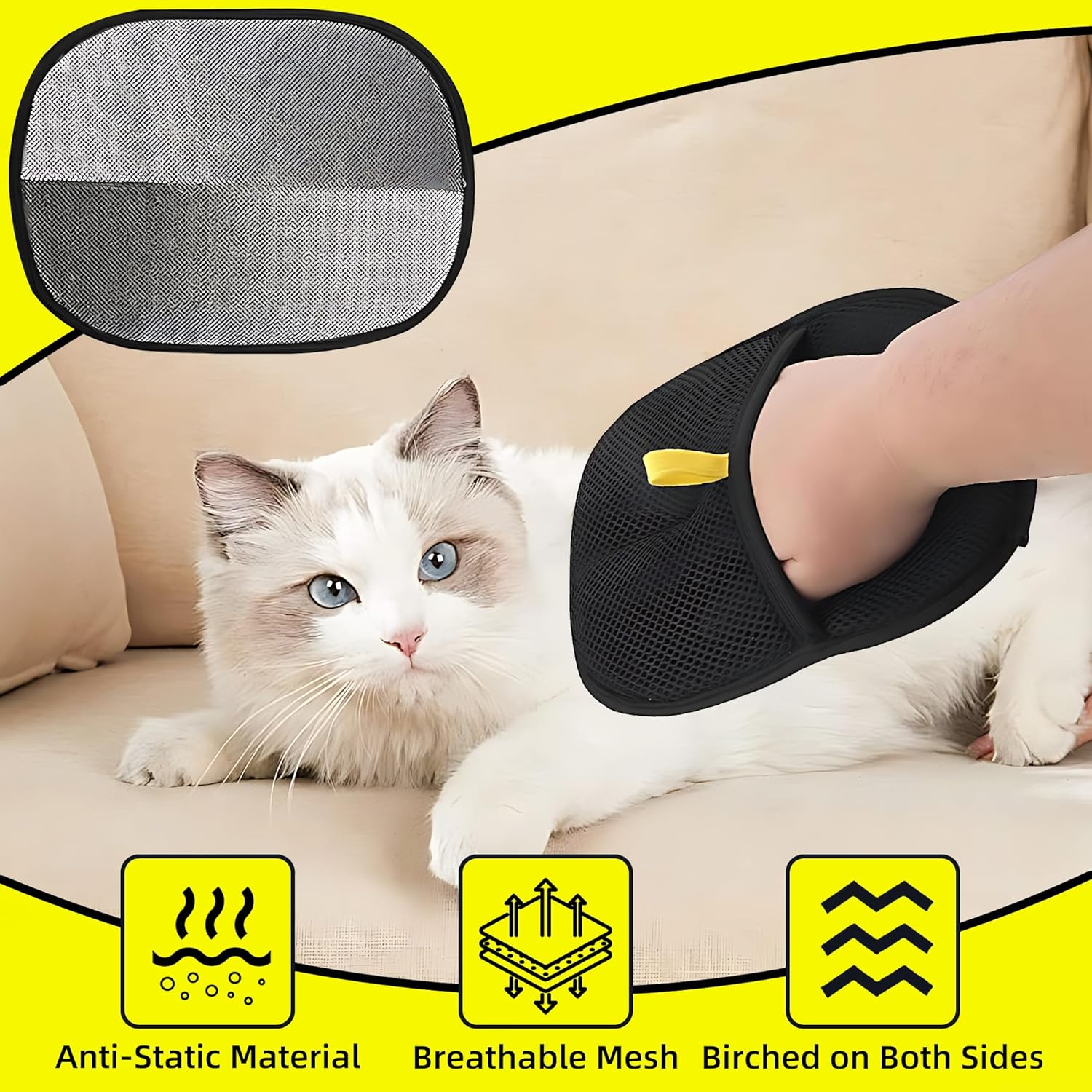 2PCS Pet Hair Remover, Reusable Pet Hair Remover Glove, Double-Sided Dog Cat Hair Remover for Couch, Furniture, Carpet, Curtain, Clothes Upgraded Animal Fur Removal Tool image number 6