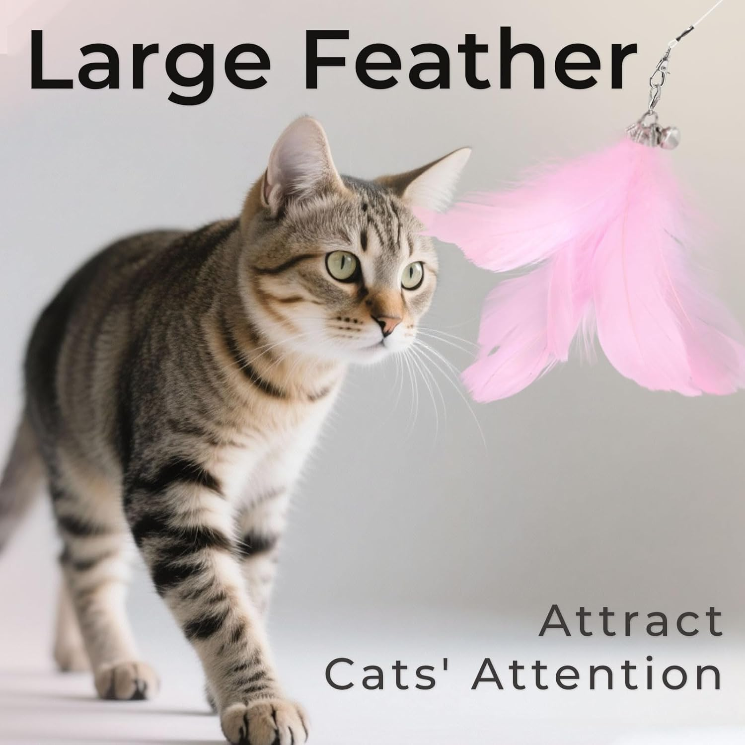 SONGWAY Cat Toy Wand Replacement - 6 Pieces Cat Toys, Cat Feather Toy Refills, Cat Teaser Wand Attachments, Interactive Cat Toys for Indoor Catspink image number 2