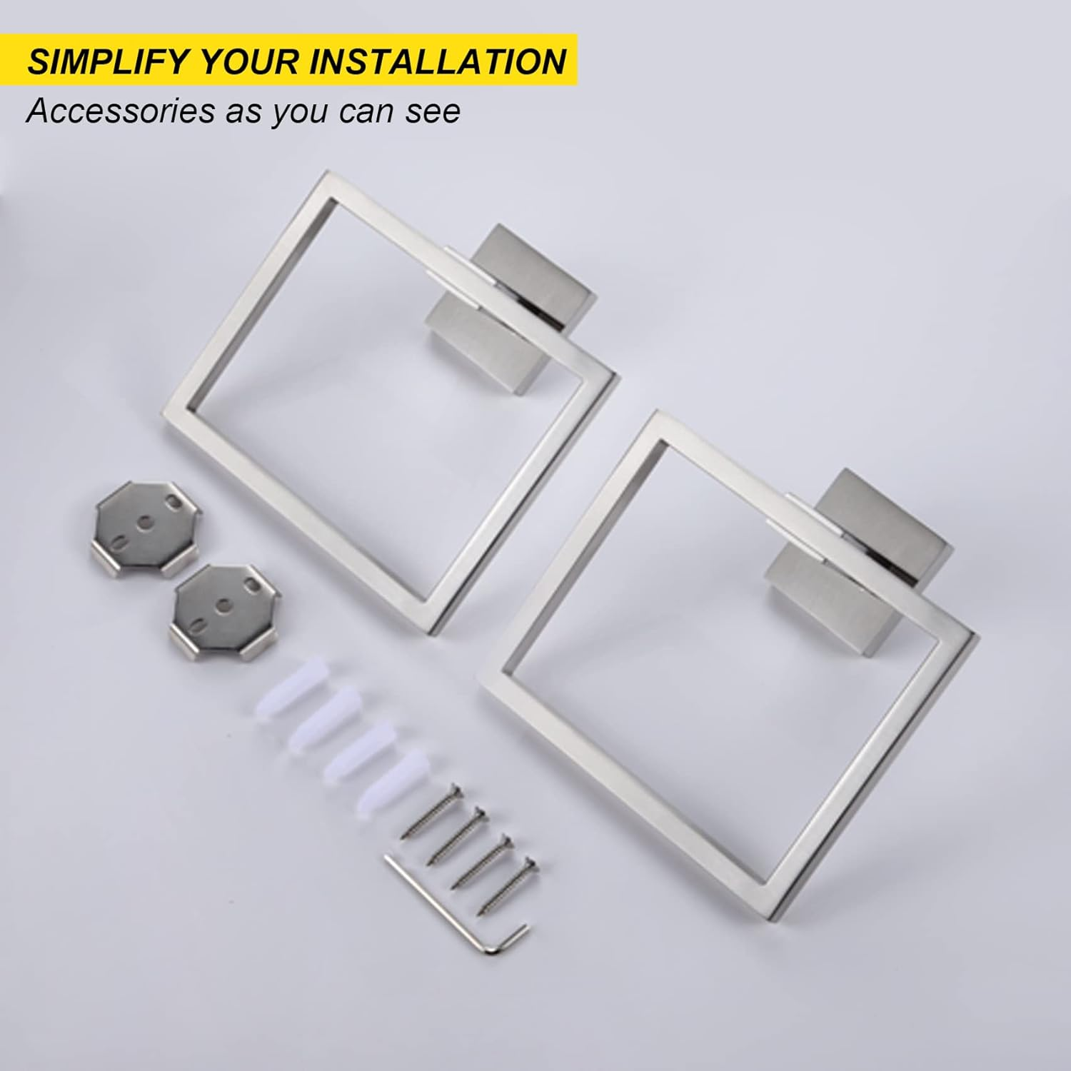 KOKOSIRI Bathroom Towel Rack, Stainless Steel Towel Ring 2 Pieces, Wall Mounted Kitchen Cabinet, Brushed Nickel B3004BR-P2 image number 1