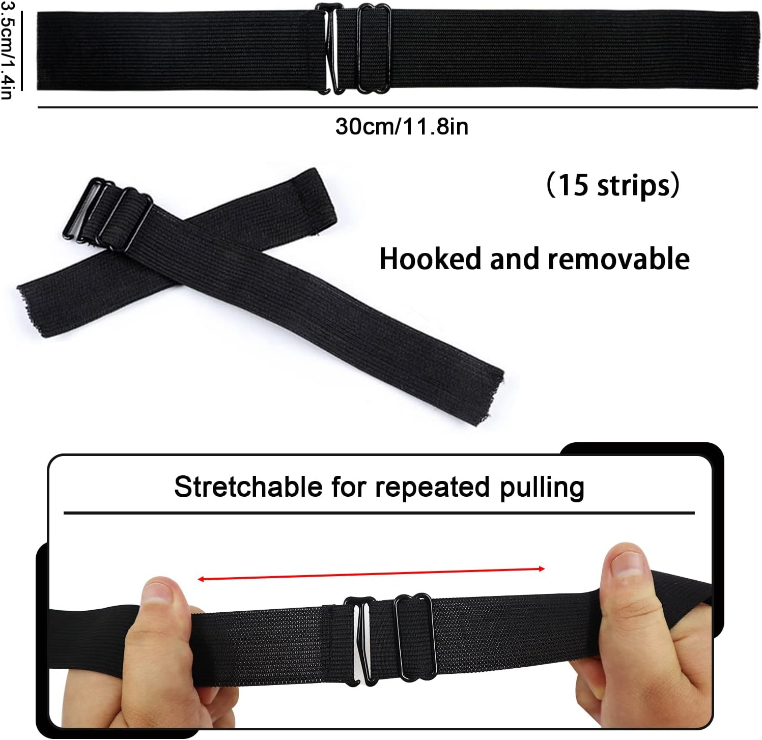 15Pcs Adjustable Elastic Band for Wigs, Glueless Wig Straps for Keeping Wigs in Place, Adjustable Wig Band Sewing for Making Wig and Wig Caps, 3.5Cm&times;30Cm image number 4