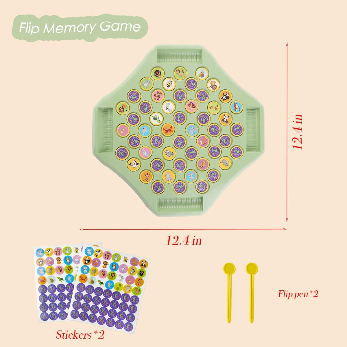 ZUNIPLEX Animal Flip Chess Matching Memory Game, Flip to Win Board Game for Kids and Toddlers Ages 3-6, Travel Memory Toys for Road Trip, Camping, Educational Toys for Boys and Girls, Family Party image number 2