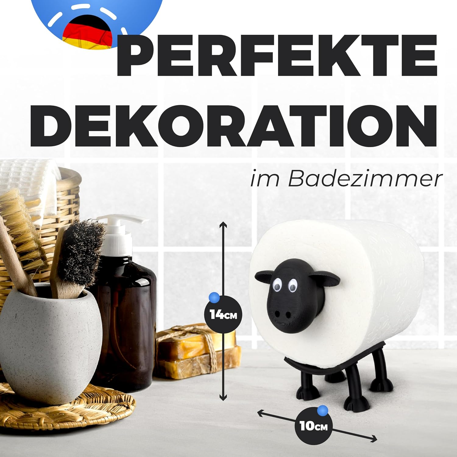 LAYERSMITH&reg; Sheep Toilet Paper Holder [The Original] 1 Piece for 42 Mm Rolls &ndash; Perfect as a Decoration for Toilet Paper, Toilet Roll Holder, Toilet Paper Holder or as a Gift image number 3