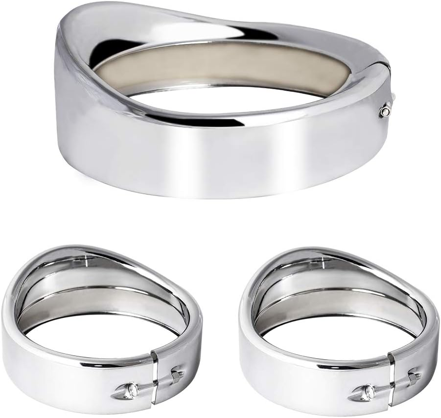 NTHREEAUTO Chrome Motorcycle Lights Frenched Ring Kit Compatible with Harley, 7" Headlight Trim Ring Decorate Visor + 4 1/2" Fog Light Trim Ring Decorate Visor(Chrome) image number 2