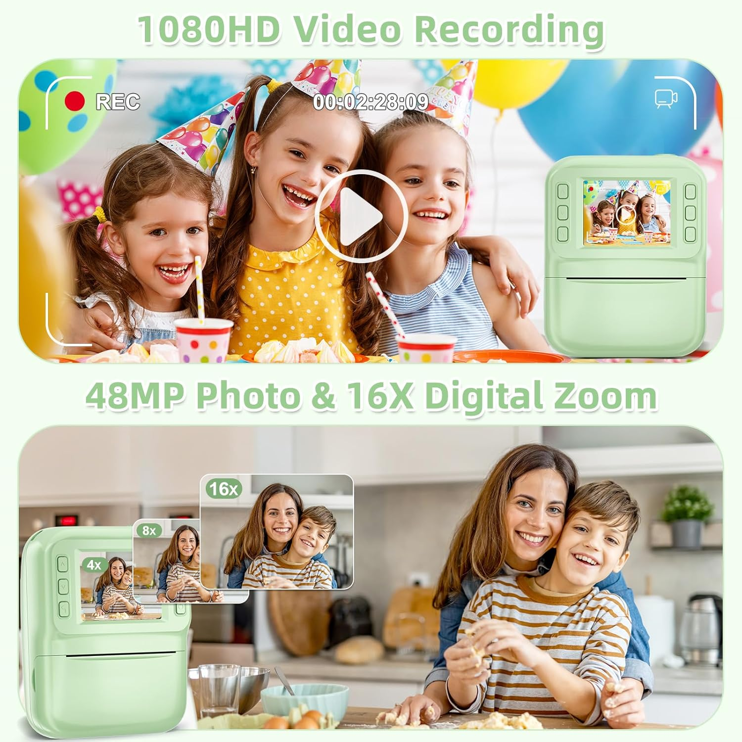 MINIBEAR Kids Camera Instant Print, Instant Print Camera for Kids Digital Camera Toddler Toys Christmas Birthday Gifts for 3 4 5 6 7 8 9 10 Year Old Boys Girls Video Camera with Print Paper image number 3