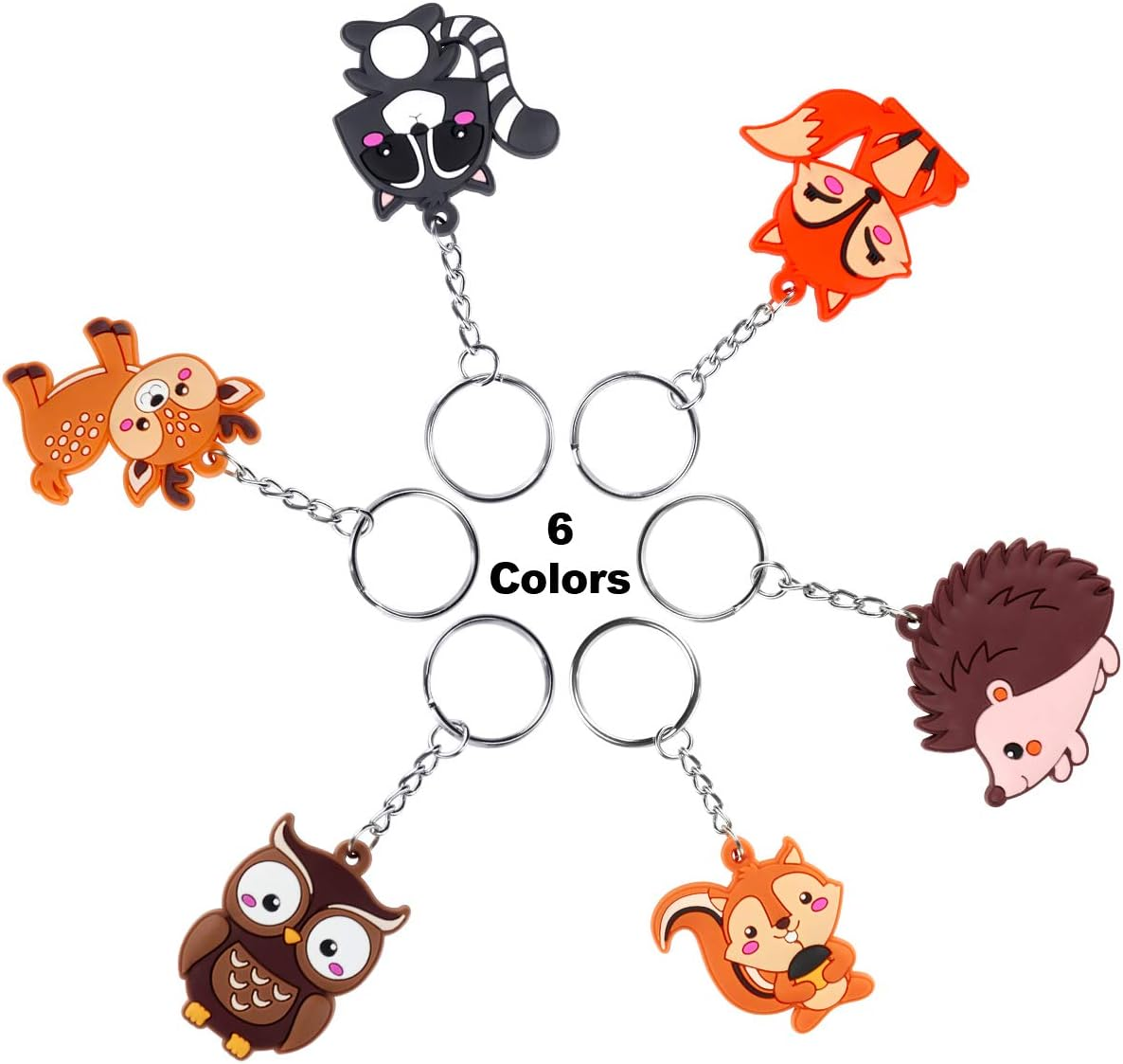 Imagitek 24 Pack Woodland Animal Keychains for Woodland Party Supplies Favors, Kids Party Bag Fillers, School Carnival Rewards