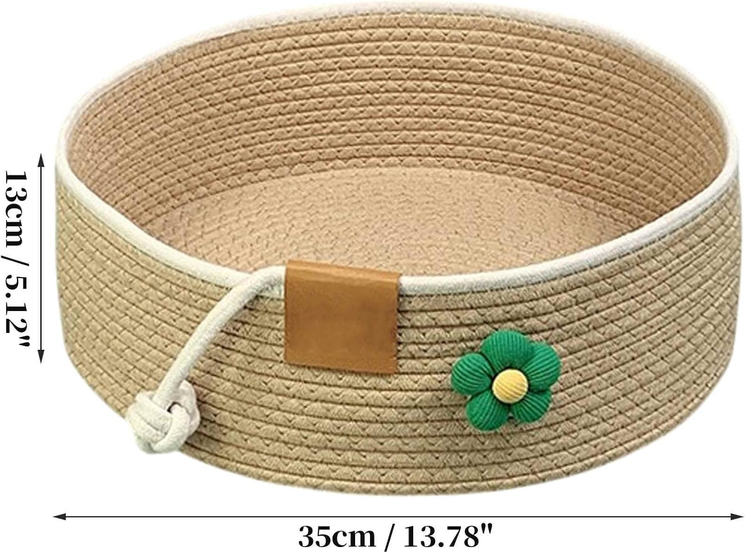 CAPASTEC Woven Cat Bed, 35 Cm Diameter, Foldable Basket Nesting Site, Breathable Pet Lounger, Claw Abrasion-Resistant Universal Kitten Bed, Khaki image number 1