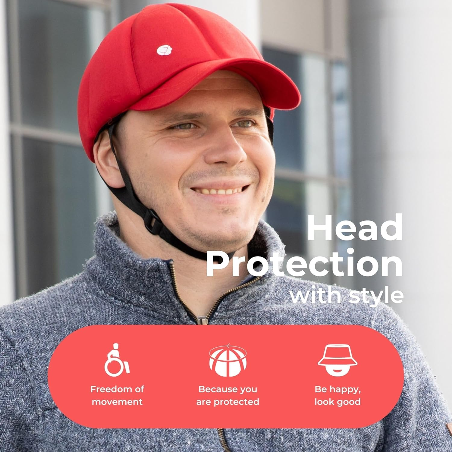 Ribcap Baseball Cap Medical Grade Protective Helmet | Red | Soft Helmet for Epilepsy | Protective Helmet for Seizures | Fashionable and No Stigma image number 6