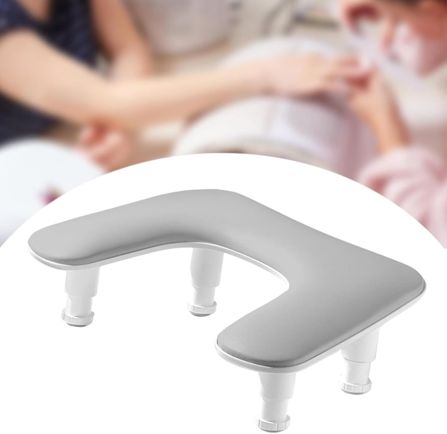 "Abbraccia" U Shape Nail Arm Rest Stand Soft Portable Comfortable Professional Arm Support Nail Hand Pillow for Home DIY, Grey image number 1