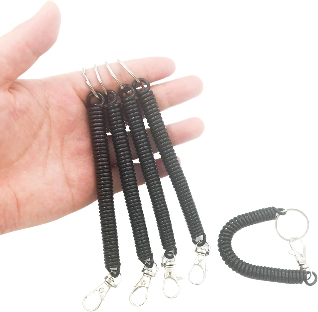 LIGHUFEIC 10 Pack Retractable Coil Springs Keychain Coil Cord Key Chain Holder Lanyard Lobster Clasp and Spiral Lanyard Keep Keys Safe, Prevent Losing image number 4